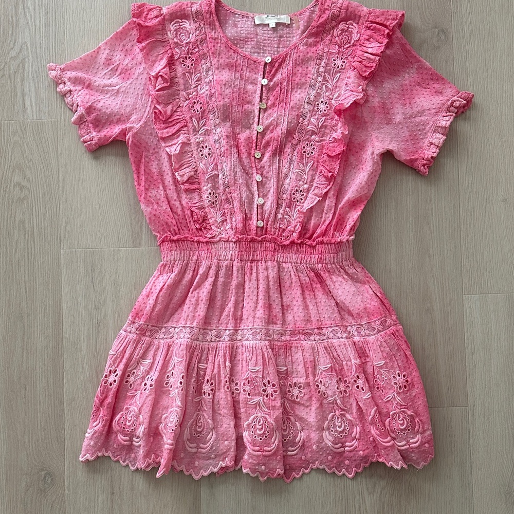 LoveShackFancy Sheldon Dress in Fuchsia